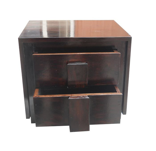 Kryptonite Sheesham Wood Modern 2 Drawer Bedside Table