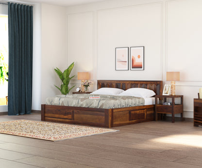 La-Diode Sheesham Wood Bed by Induscraft | King & Queen Sizes with Storage Options