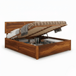 Louver Solid Wood Hydraulic Storage Platform Bed with Slatted Headboard