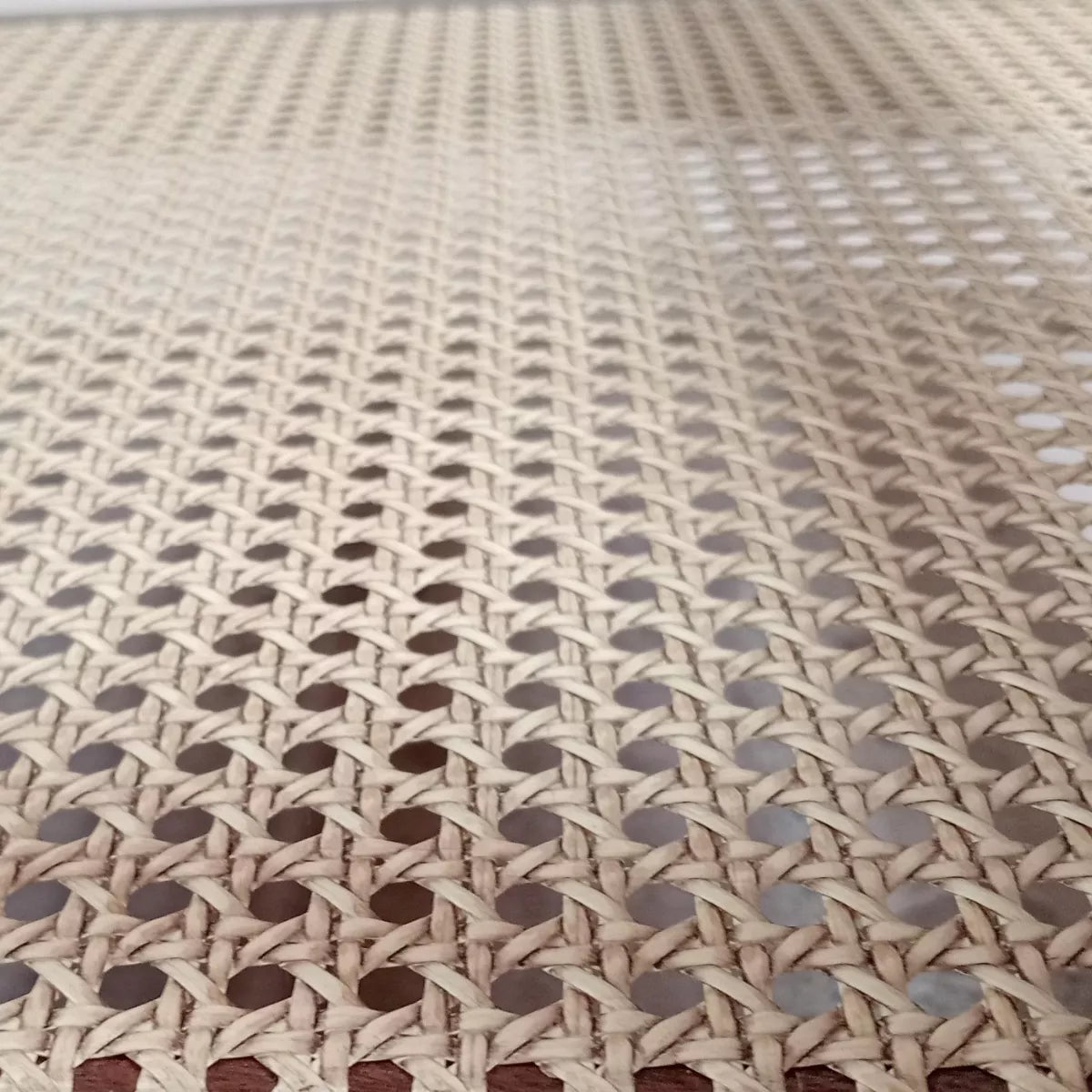 Mid-Century Sheesham Wood Rectangular Cane Coffee Table with Glass Top