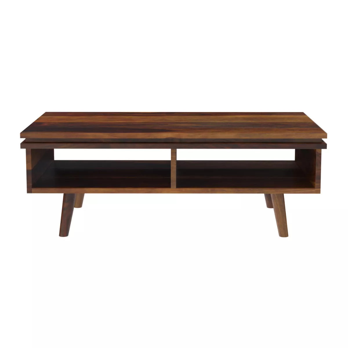 Milo Modern Rectangular Sheesham Wood Open Shelf Coffee Table