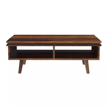 Milo Modern Rectangular Sheesham Wood Open Shelf Coffee Table