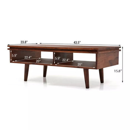 Milo Modern Rectangular Sheesham Wood Open Shelf Coffee Table
