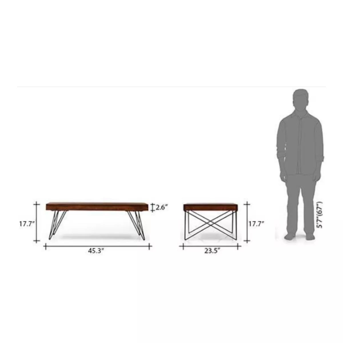 Milo Modern Rectangular Sheesham Wood Open Shelf Coffee Table