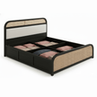 Modern Cane Panel Solid Wood Bed Frame with Box storage