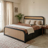 Modern Cane Panel Solid Wood Bed with Box storage in a Premum Bedroom