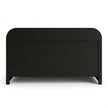 Modern Cane Panel Solid Wood Bed with Box storage in a White Background, Back View