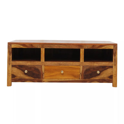 Montaro Contempoary Sheesham Wood TV Unit with Book Shelves