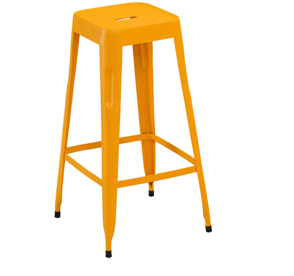 Pop Modern Square Seat Counter Height Yellow Metal Bar Stool