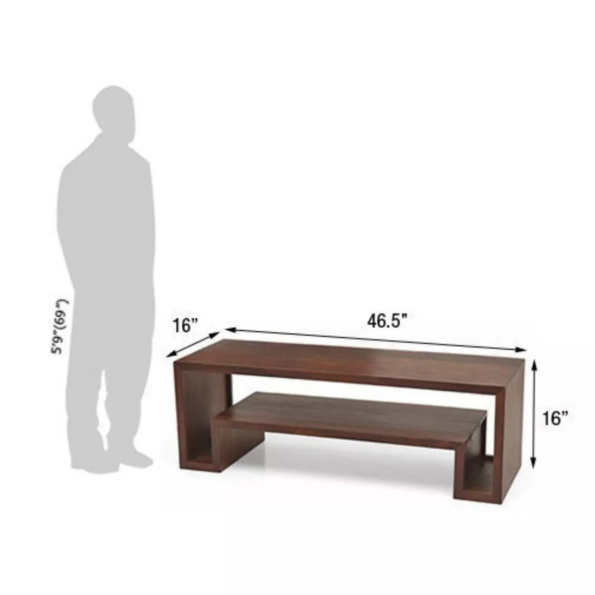 Primo Modern Compact Solid Wood Open Shelf TV Stand