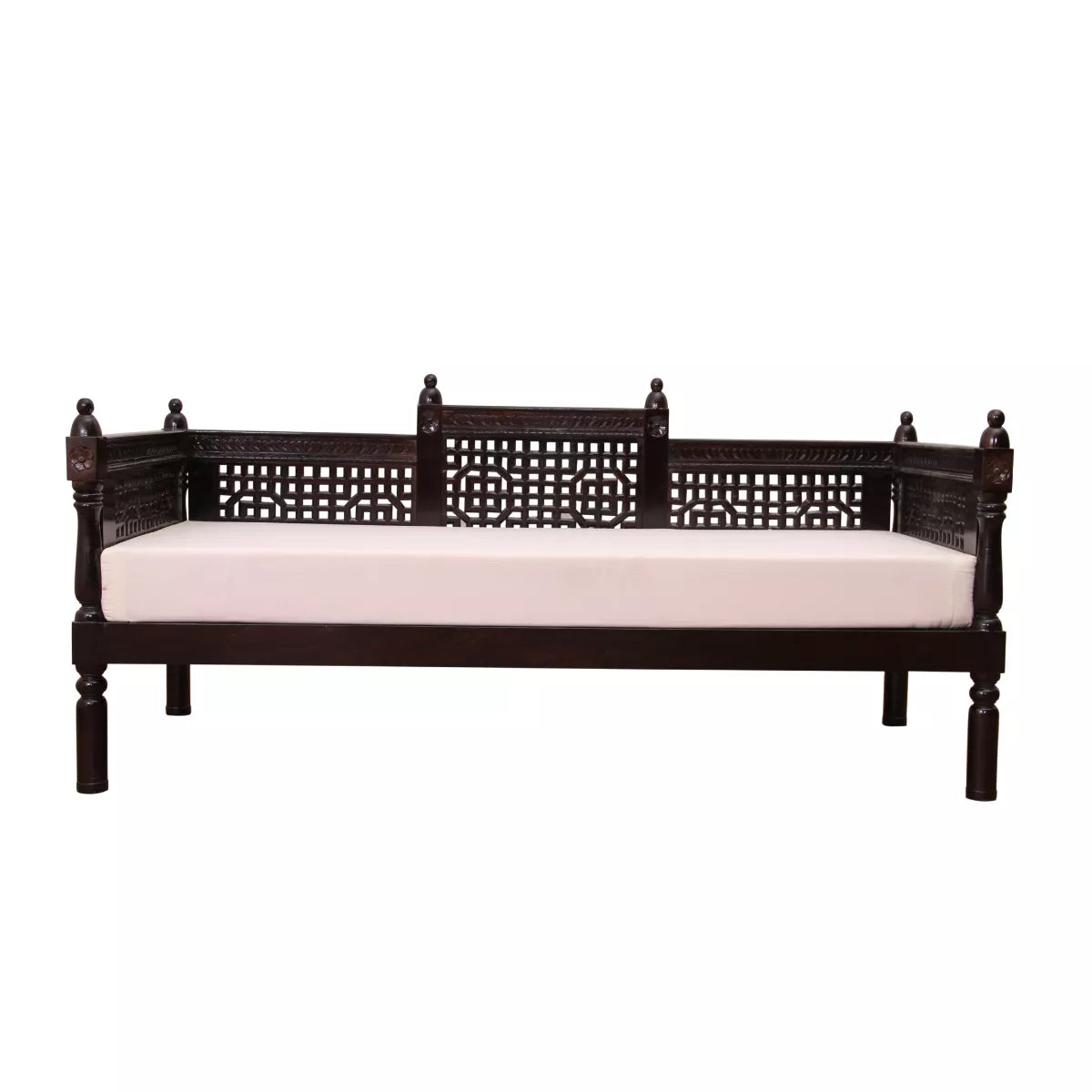 Princely Diaries Sheesham Wood Hand-Carved Traditional Diwan Wooden Sofa