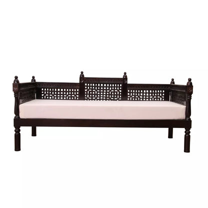 Princely Diaries Sheesham Wood Hand-Carved Traditional Diwan Wooden Sofa