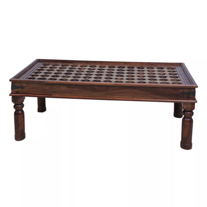 Rajasthani Vintage Sheesham Wood Rectangular Center Table