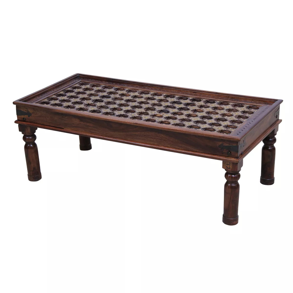 Rajasthani Vintage Sheesham Wood Rectangular Center Table