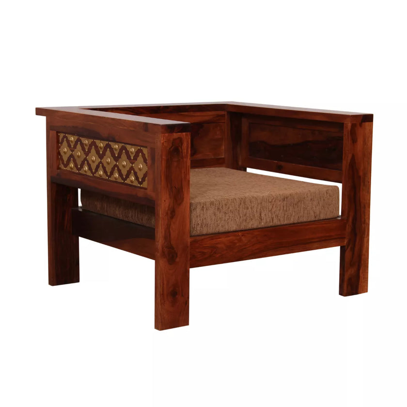 Rajwada Sheesham Wood Brass Inlay Handcrafted Luxury Sofa Set - Induscraft