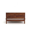 Rattan Cane Solid Wood Bed Frame with Headboard, Back View