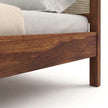 Rattan Cane Solid Wood Bed Frame with Headboard, Closeup View of Side Panel