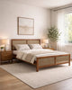 Rattan Cane Solid Wood Bed Frame with Headboard in a Bedroom Setting