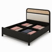 Rigatoni Modern Upholstered Platform Bed Frame with Cane Panel Headboard