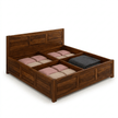 Riti Solid Sheesham Wood Bed With Three Panel Headboard