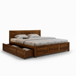 Riti Solid Sheesham Wood Bed With Three Panel Headboard