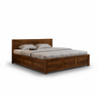 Riti Solid Sheesham Wood Bed With Three Panel Headboard