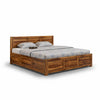 Riti Solid Sheesham Wood Bed With Three Panel Headboard