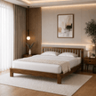 Riya Solid Sheesham Wood Bed With Slatted Headboard