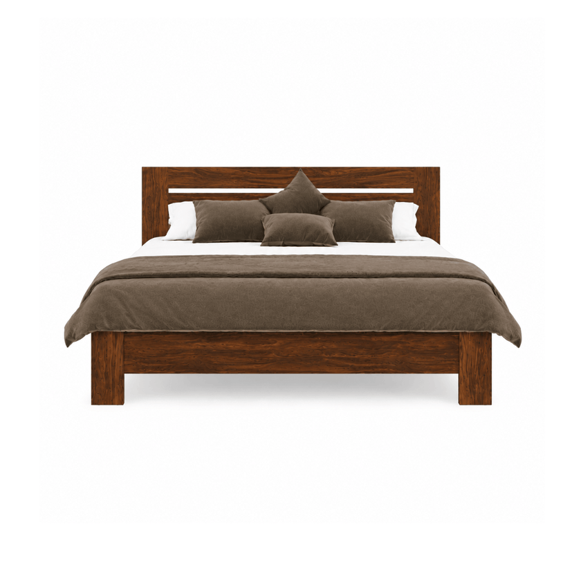 Rodeo Solid Sheesham Wood Bed With Thick Block Legs