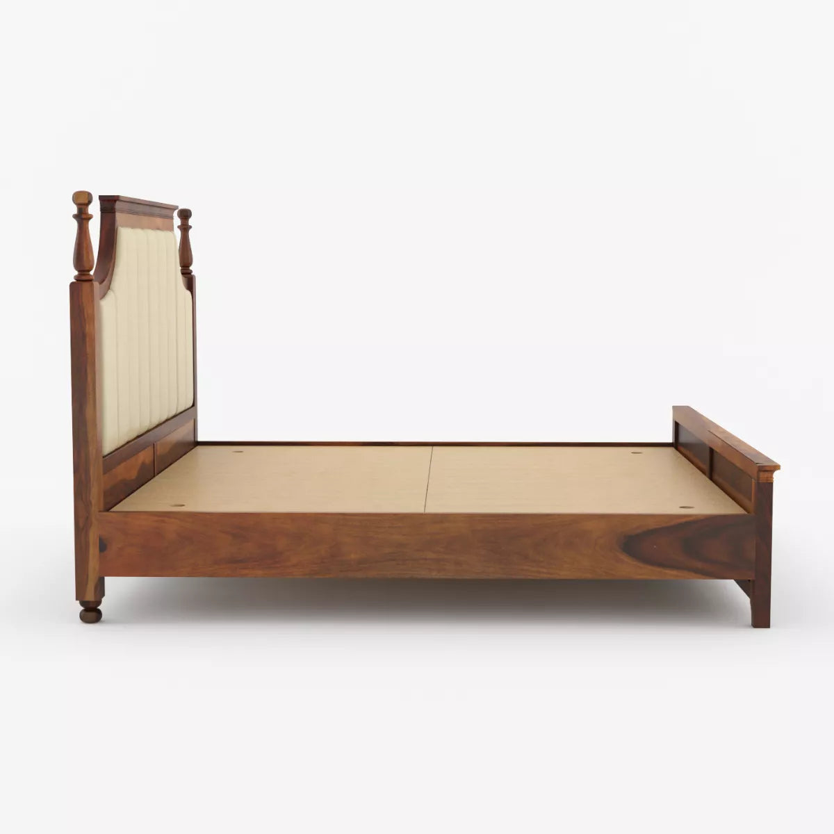 Kidambi Royal Sheesham Wood Luxury Bed with Upholstered Headboard - Induscraft