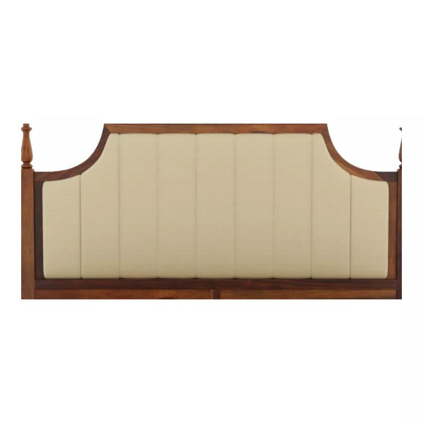 Kidambi Royal Sheesham Wood Luxury Bed with Upholstered Headboard - Induscraft