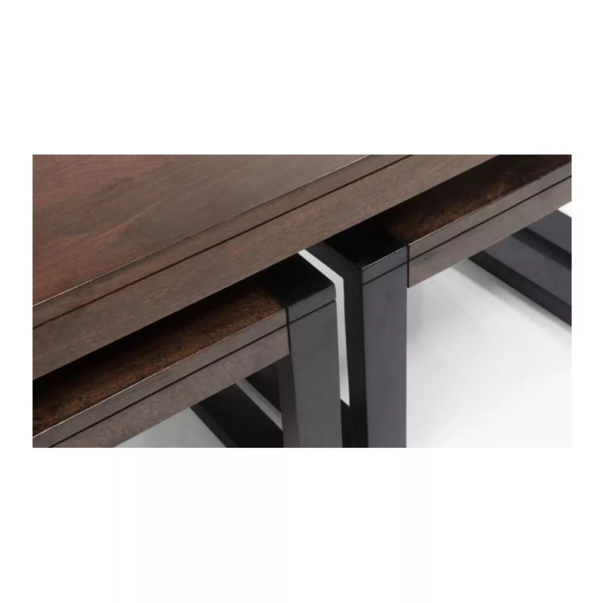 Silva Sheesham Wood 3-Piece Coffee Table Set with 2 Matching Stools