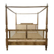 Solid Wood Boho Style Luxury Canopy Bed with Cane Headboard - Induscraft