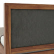 Solid Wood Storage Bed Frame with Tufted Headboard, White Background, Headboard Back Closeup View