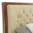 Solid Wood Storage Bed Frame with Tufted Headboard, White Background, Headboard Closeup View