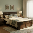 Traditional Solid Sheesham Wood Heritage Style Carved Wooden Bed