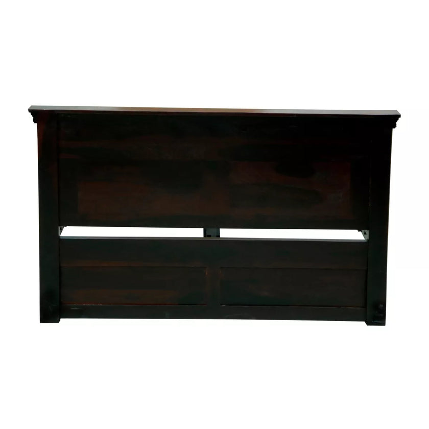 Dark wooden headboard on a white background