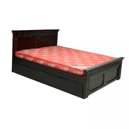 Traditional Solid Sheesham Wood Heritage Style Carved Wooden Bed
