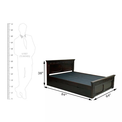 Traditional Solid Sheesham Wood Heritage Style Carved Wooden Bed