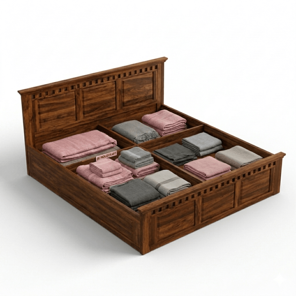 Treble Handcrafted Solid Sheesham Wood Bed