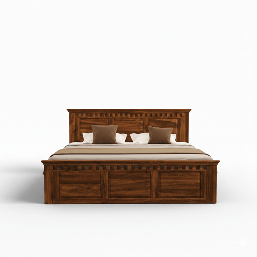 Treble Handcrafted Solid Sheesham Wood Bed
