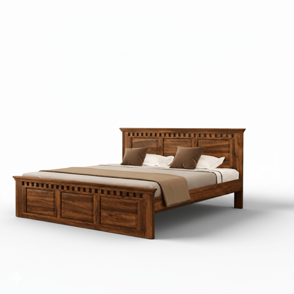 Treble Handcrafted Solid Sheesham Wood Bed