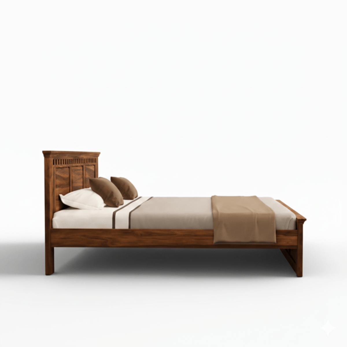 Treble Handcrafted Solid Sheesham Wood Bed
