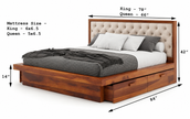 Aranya Low Profile Solid Wood Bed with Upholstered Headboard