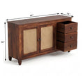 Solid Wood Cane Sideboard Cabinet Wooden Storage Console with Drawers