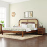 WC83 Mid-Century Modern Sheesham Wood Bed with Arched Cane Headboard - Induscraft