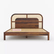 WC83 Mid-Century Modern Sheesham Wood Bed with Arched Cane Headboard - Induscraft