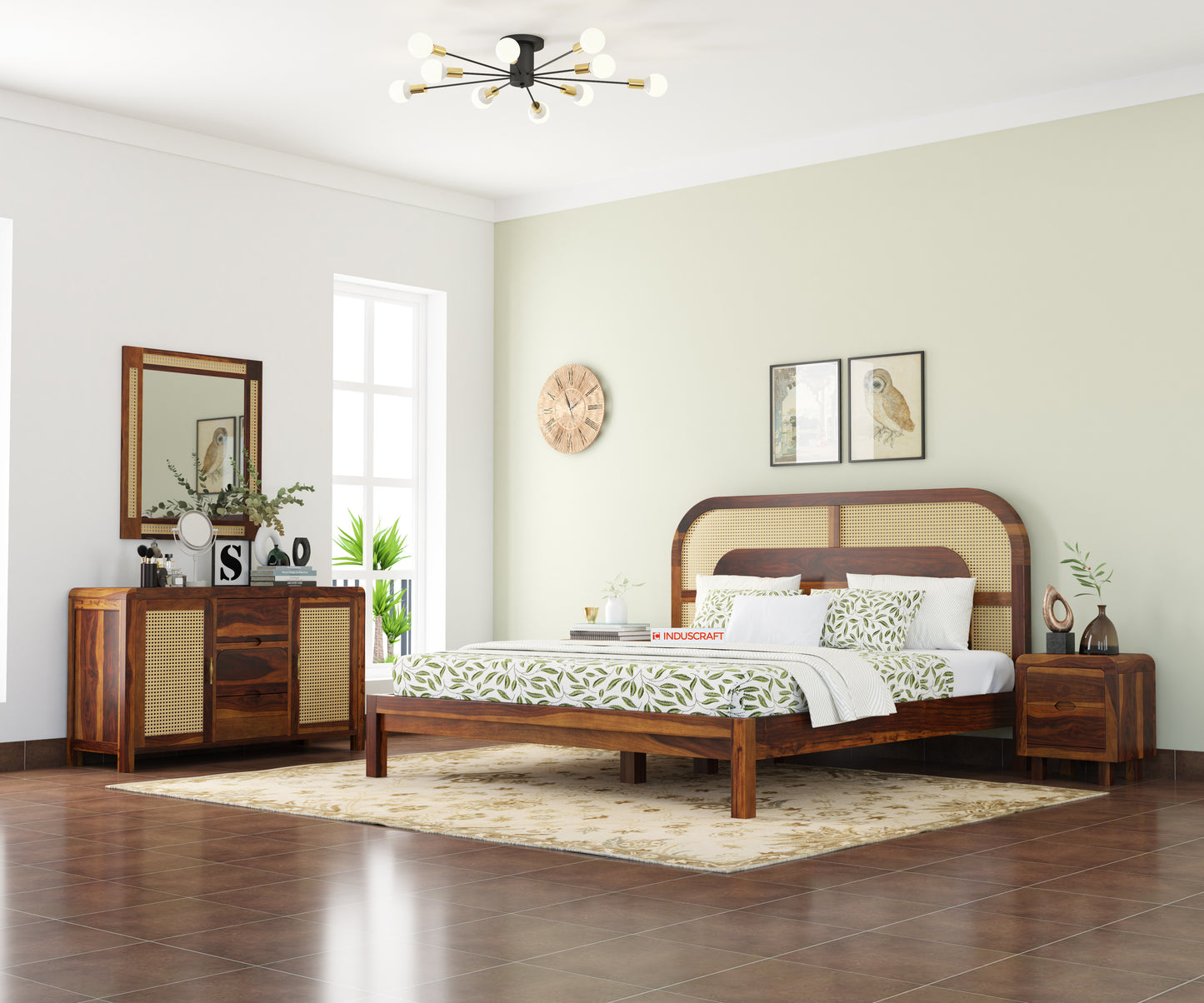 WC83 Cane Bed by Induscraft of Sheesham Wood | King & Queen Sizes with Storage Options