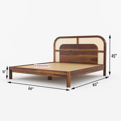 WC83 Cane Bed by Induscraft of Sheesham Wood | King & Queen Sizes with Storage Options