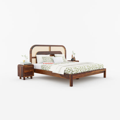 WC83 Cane Bed by Induscraft of Sheesham Wood | King & Queen Sizes with Storage Options